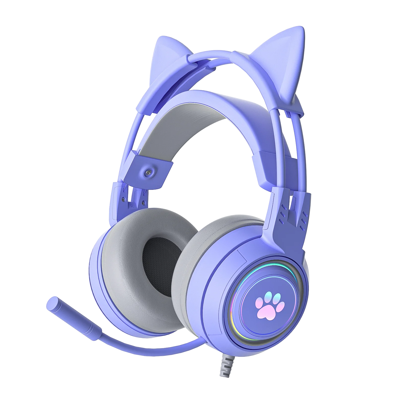 Купи Cat Ear Gaming Headset Gamer With Microphone Headphones for Computer With RGB Light For PC PS4/5 XBOX Laptop за 1,238 рублей в магазине AliExpress