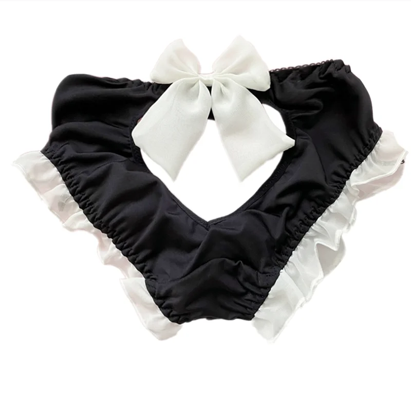 

2022 Maid Cute Bow Big Hollow Sweet Girl Heart Chiffon Underwear Milk Silk Underwear Thongs Women Sexy Panty