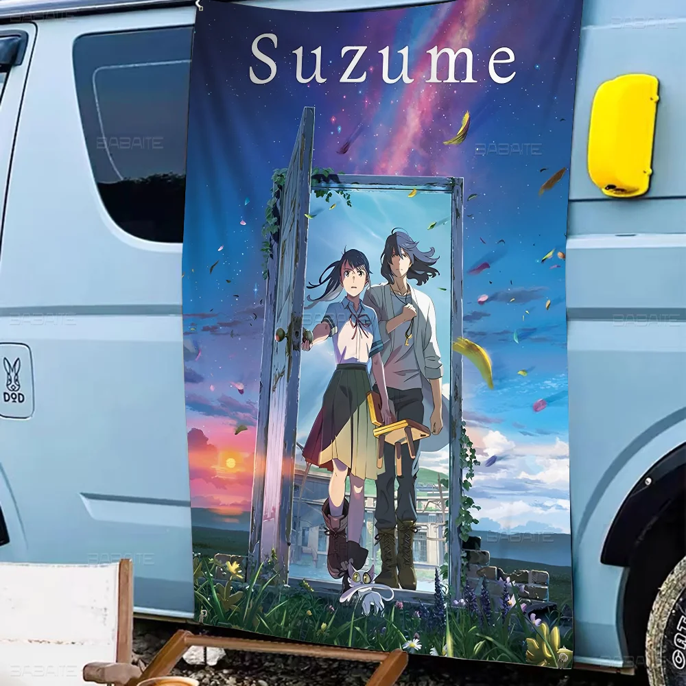 S-Suzume No To Jimari Креативный узор Подвесной флаг Полиэстер Печатный баннер Ручной