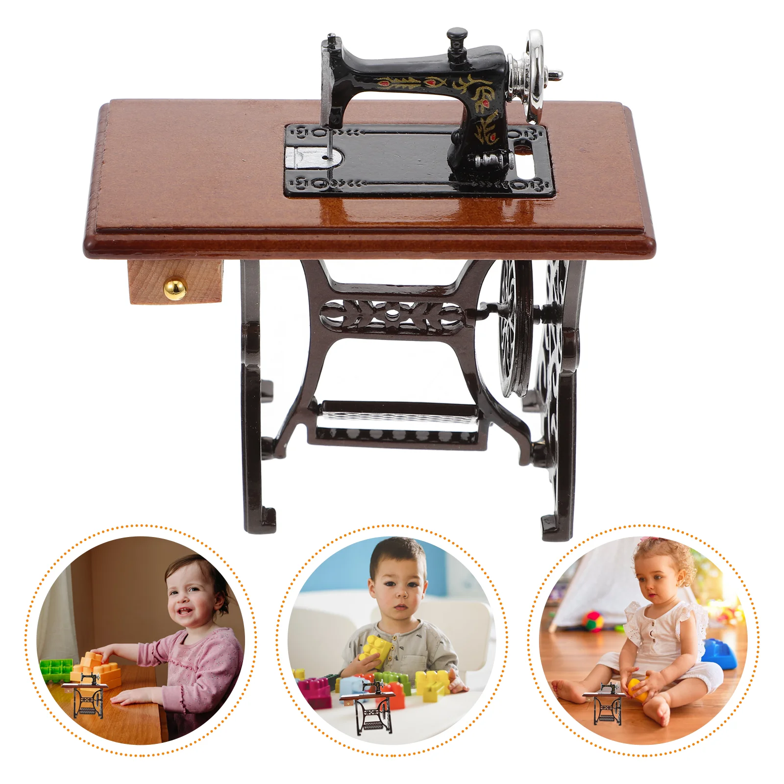 

Sewing Machineminiature Furniture Mini 12 Vintage Toy Scale Accessories Tailoraccessory Retro Modeldecor House Gifts Woodentoys