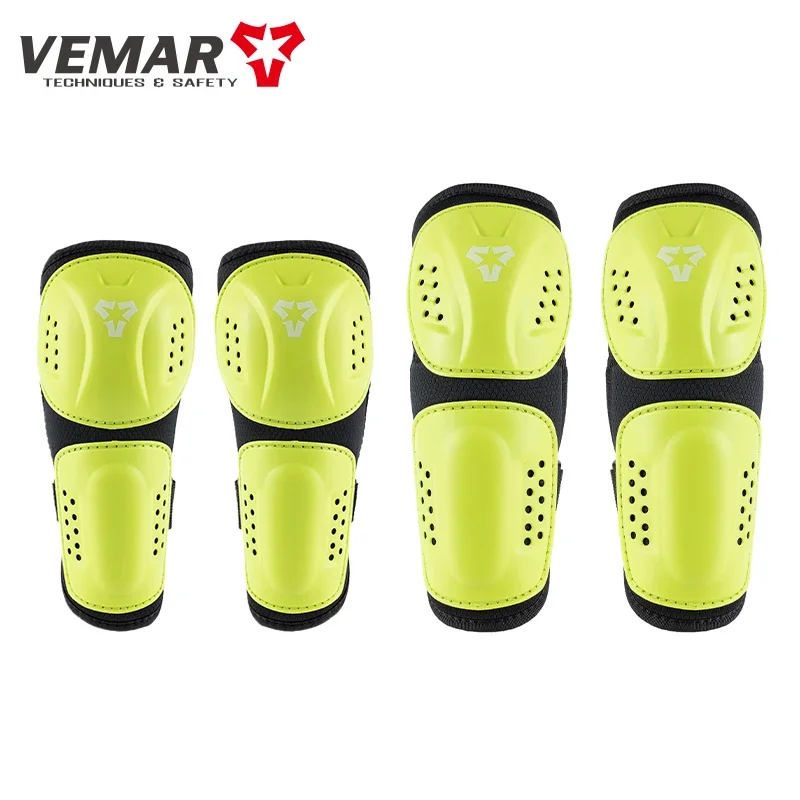 Фото Защитный комплект для детей Safety Guard Moto: налокотники и наколенники для мотоциклов, велосипедов и катания на роликах, оранжевый/черный/флуоресцентно-зеленый №2