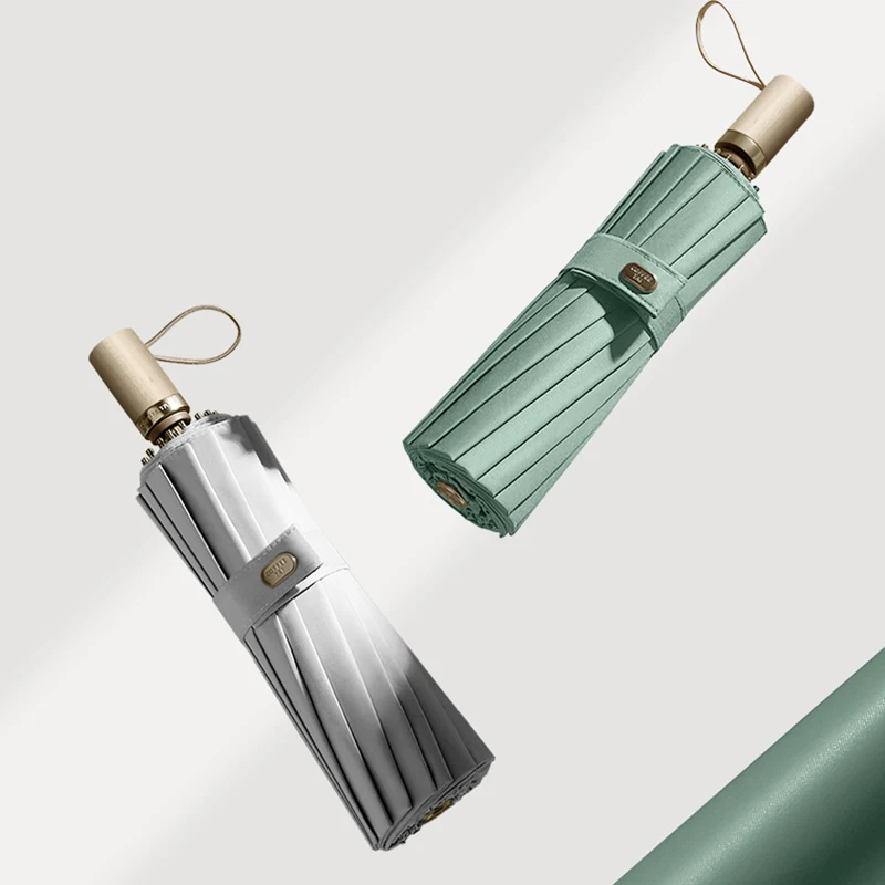 

Beach Wooden Handle Clear Umbrella 16 Ribs Windproof Men Big Umbrellas rain Women Same Color Coating Sun Umbrella Gift