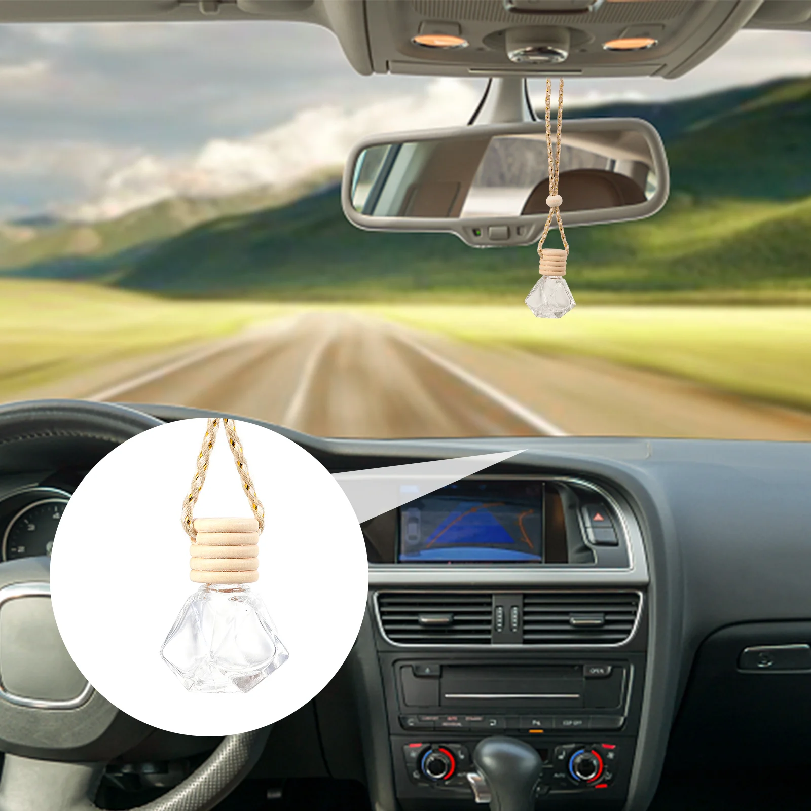 

6 Pcs Air Freshners Clear Glass Air Freshener Fragrance Ornament Empty Car Perfume Bottle Car Vent Decoration Car Interior Decor