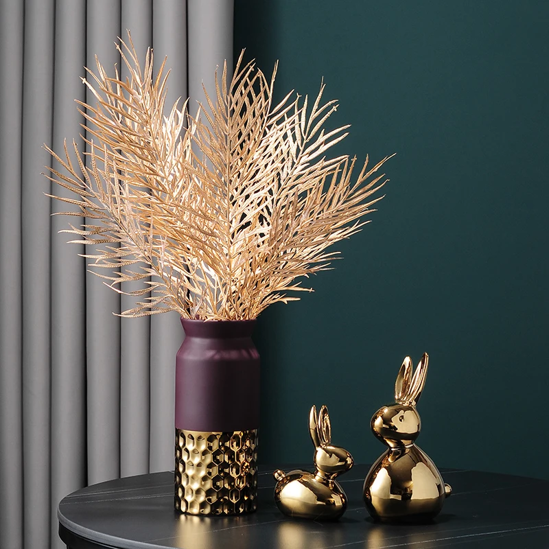 

Luxury Ceramic Golden Vase Home Living Room Decorations Creative Splicing Color Vase Dining Table Porch Decor Ornament