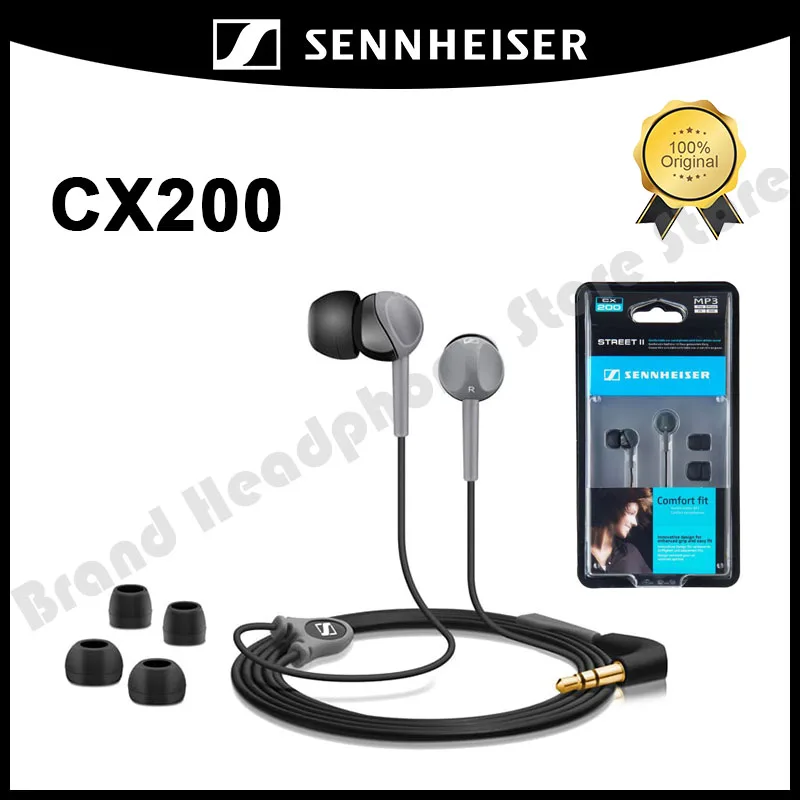 

Original Sennheiser CX200 StreetII in-ear Stereo Earphones Wired Bass Headset Sport Running Earbuds HIFI Headphone