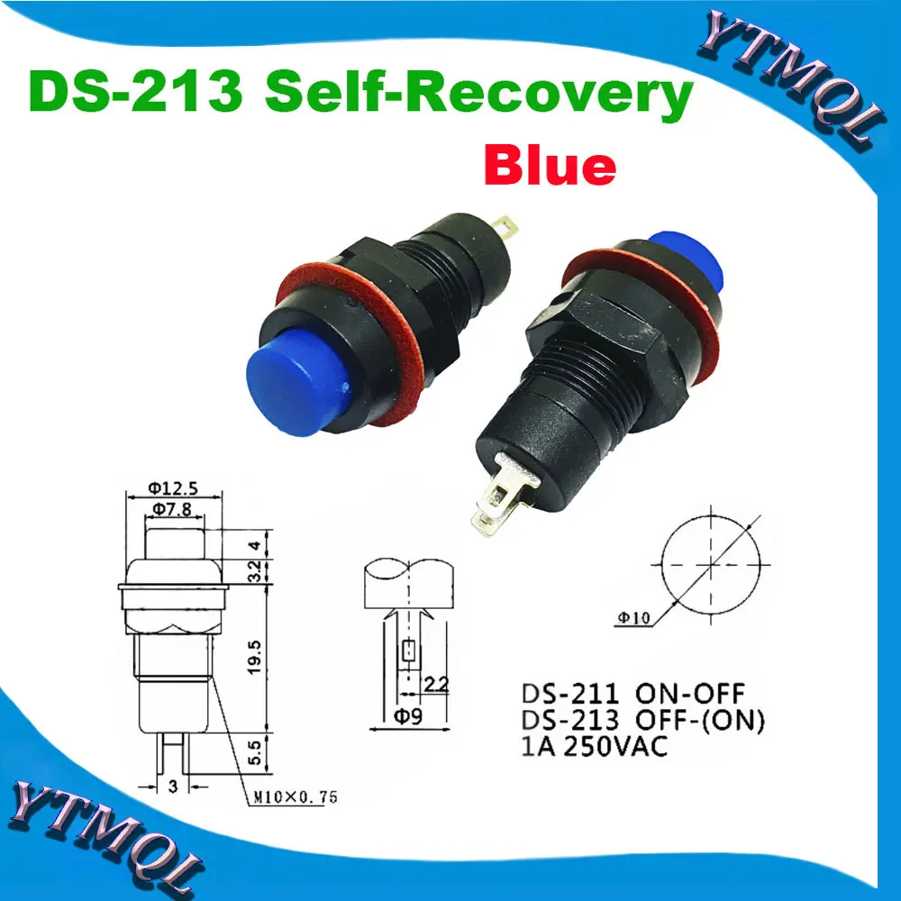 10 шт. DS-211 DS-213 кнопочный переключатель мм Sesaat/Diri Penguncian Tombol Bulat Switch DS211 DS213 Miniatur
