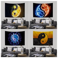 chinese tai ji bagua yin yang cartoon tapestry for living room home dorm decor decor blanket
