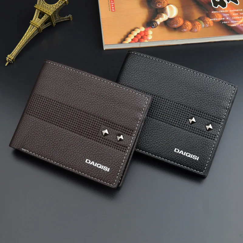 

New Soft Leather Men's Wallet 2022 Fashion Embossed Short Wallet for Men Youth Casual Open Card Holder 3 Fold PU Coin Purse