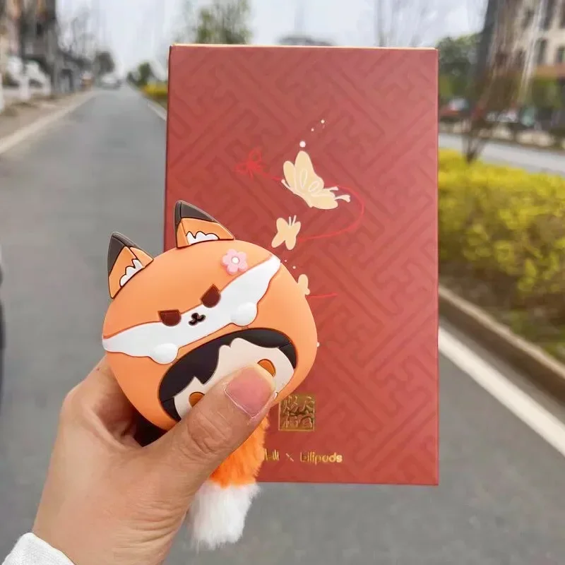 Наушники Bluetooth с изображением лисы кролика голубого цвета