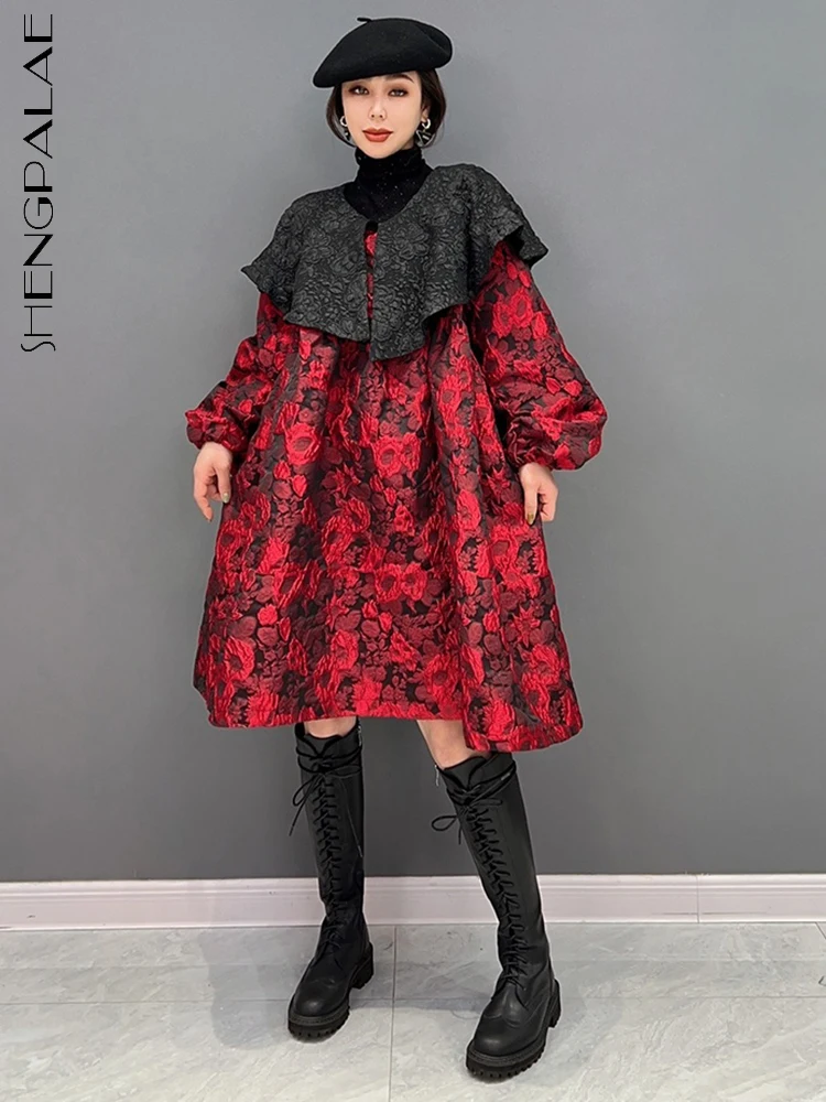 

SHENGPALAE винтажное платье с воротником Питер Пэн для женщин, корейское свободное платье с принтом, элегантное платье Y2k, одежда, весна 2023, 5R1200