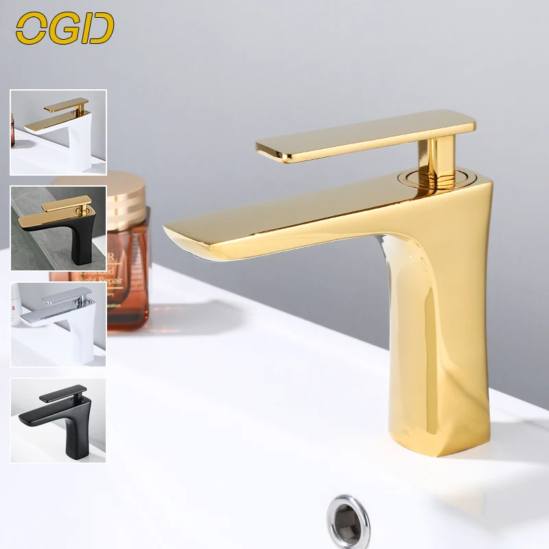 

Смеситель для раковины в ванную комнату, черный и золотой кран для горячей и холодной воды, крепление на раковину, одно отверстие, одна ручка