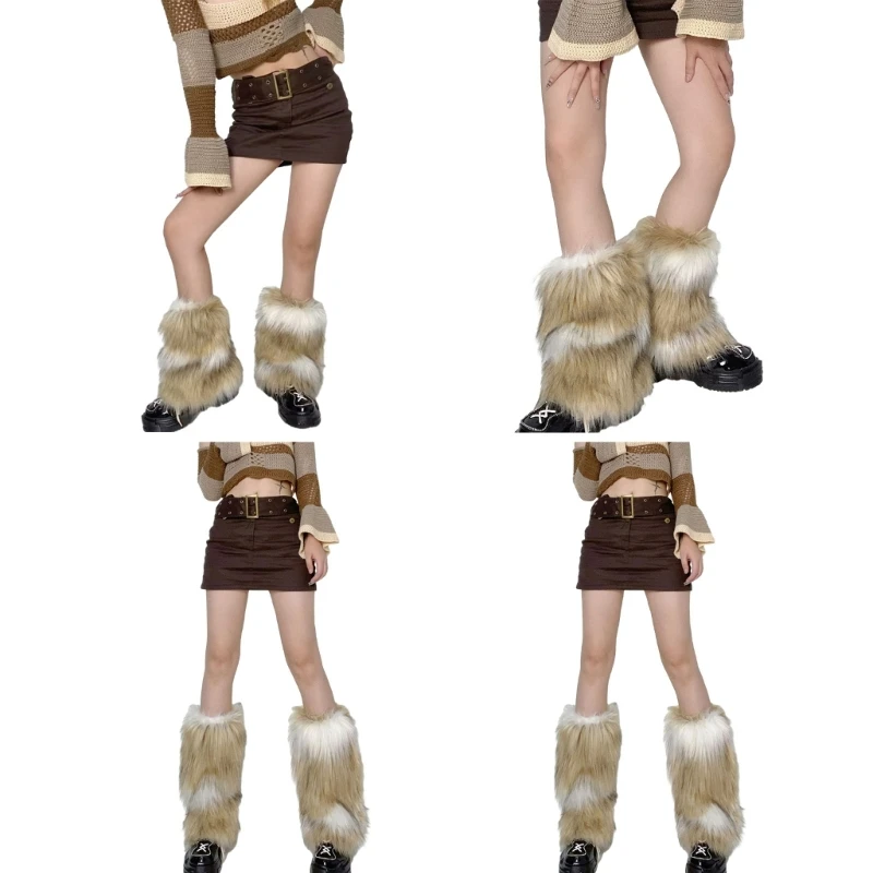 

Womens Furry Party Costume Sexy Faux Furs Fuzzy Long Shoes Cuffs Cover Leg Warmers/Boot Sleeves/Boot Covers Gifts