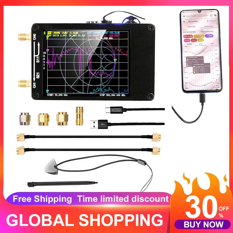 

Upgraded Vector Network Antenna Analyzer 10KHz-1.5GHz MF HF VHF UHF with Shell SD Card Slot Antenna Analyzer Tester