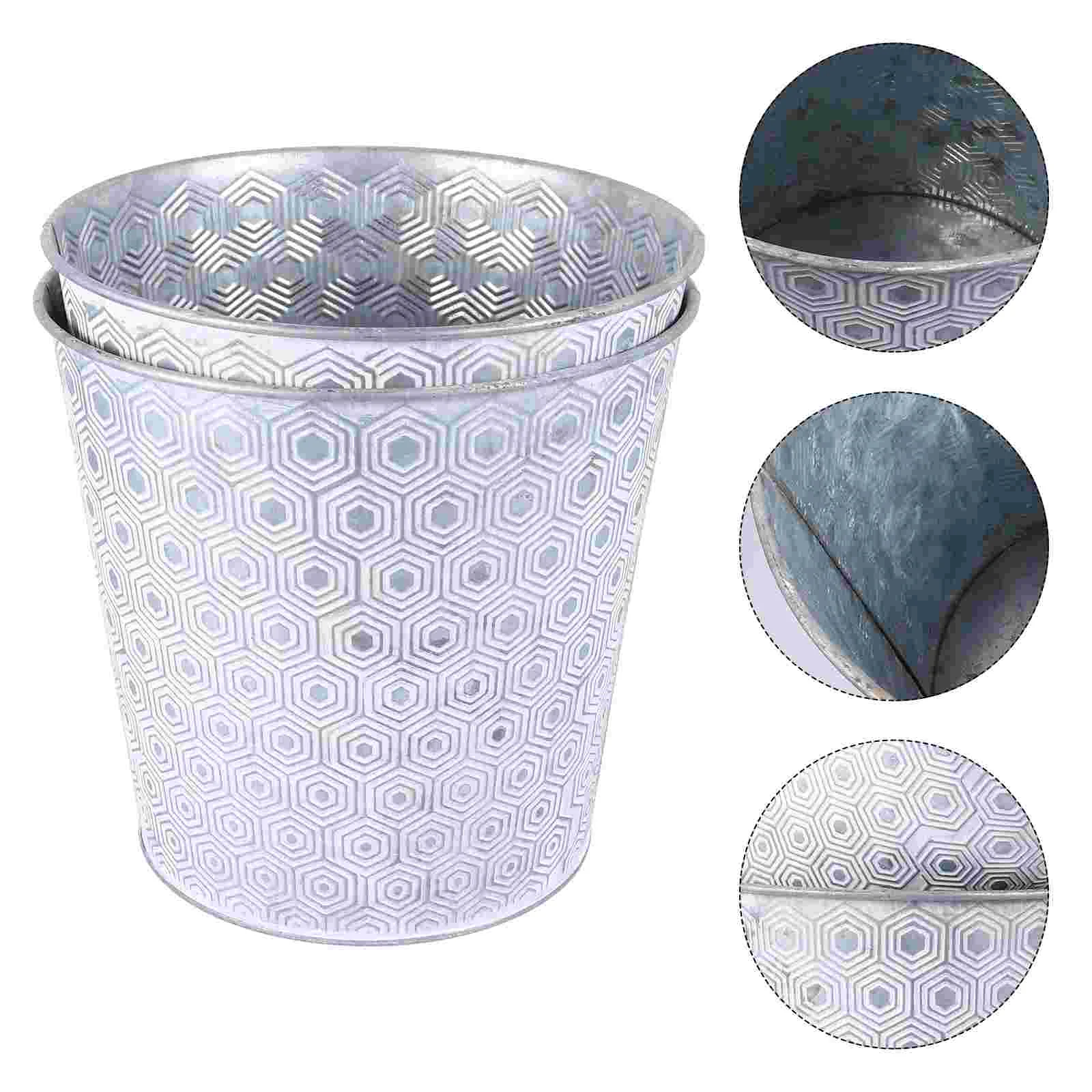 

2 Pcs Flower Storage Pot Home Décor Pitcher Vase Potted Plants Tin Flower Pot Decorate Metal Jug Vase Organizer