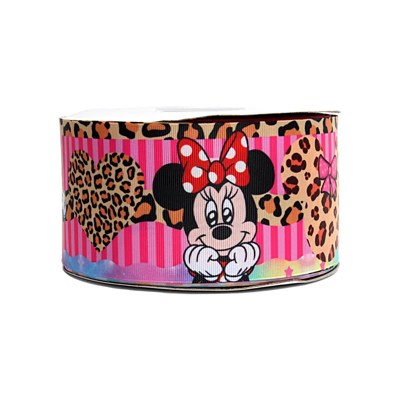 Минни Маус и леопард мультфильм корсажная лента Disney 25 мм для бантов DIY подарок