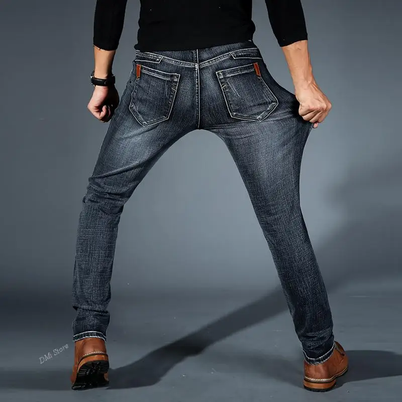 DIMI Business Casual Jeans New Men's Stretch-Fit Classic Style Fashion Denim Trousers Male Black Blue Gray Pants Plus Size 40