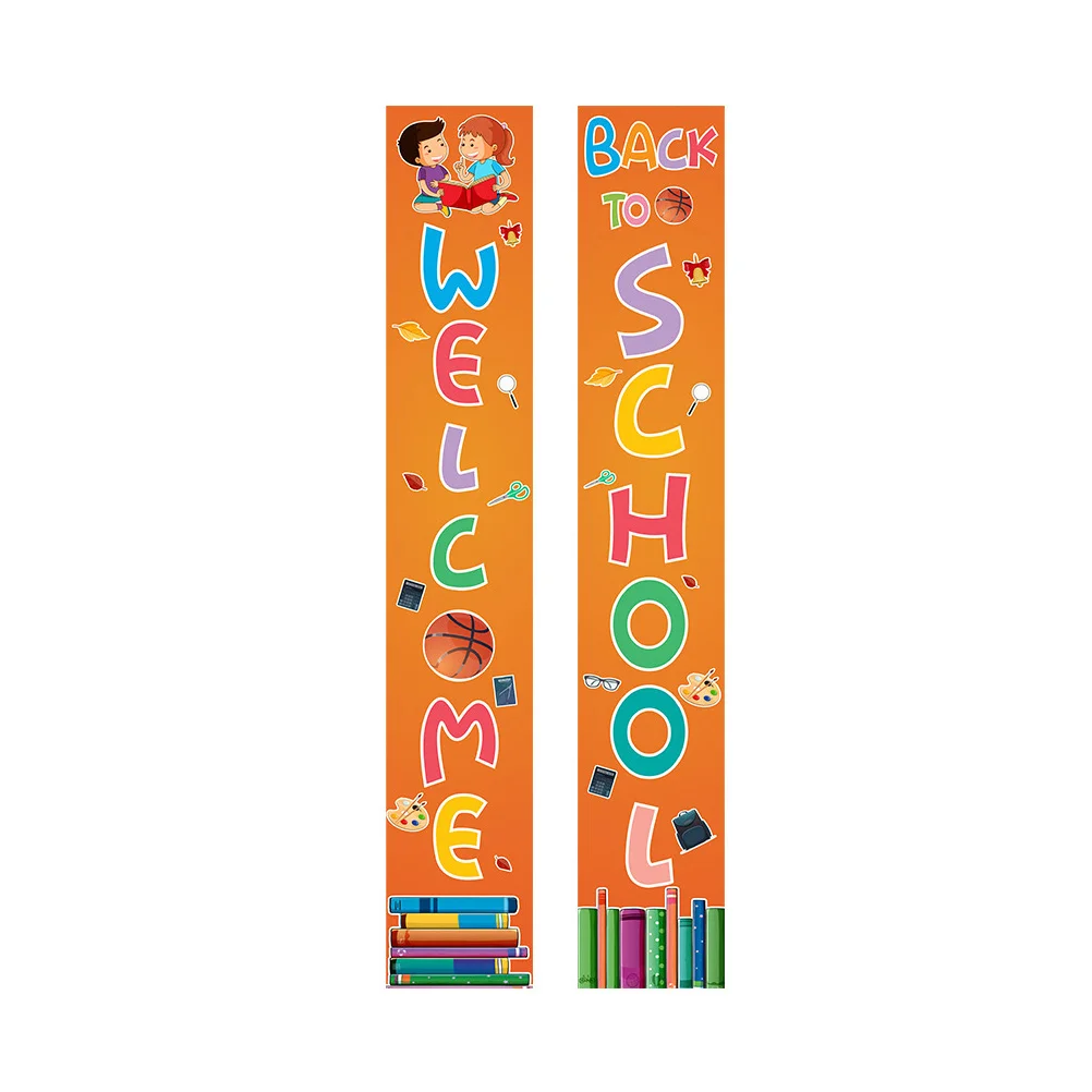

1 Pair Hanging Banners Sign Welcome Couplet Backdrop Back to School Ornament