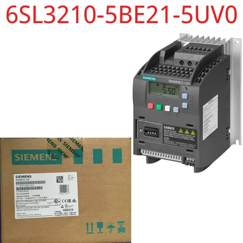 

6SL3210-5BE21-5UV0 Brand New SINAMICS V20 380-480 V 3 AC -15/+10% 47-63Hz rated power 1.5 kW with 150% overload for 60 sec.