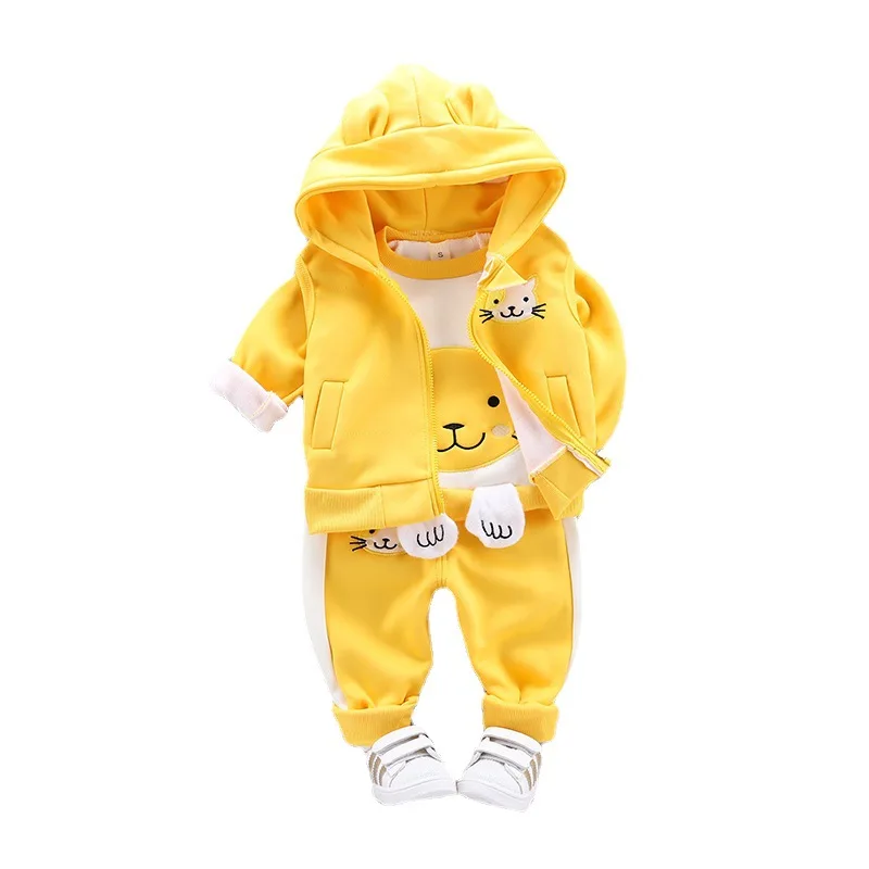 

Girls Clothing Suits Spring Winter Fleece Clothes Toddler Cartoon Boys Hoodie Vest+Sweater+Pants Children's Sportswear1-5Y A2