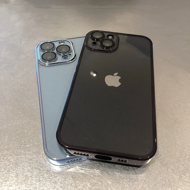

1DS Luxury Transparent Plating Silicone Shockproof Case For iPhone 13 12 11 14 Pro Max Mini XR X XS 7 8 Plus SE Soft Cover Capa