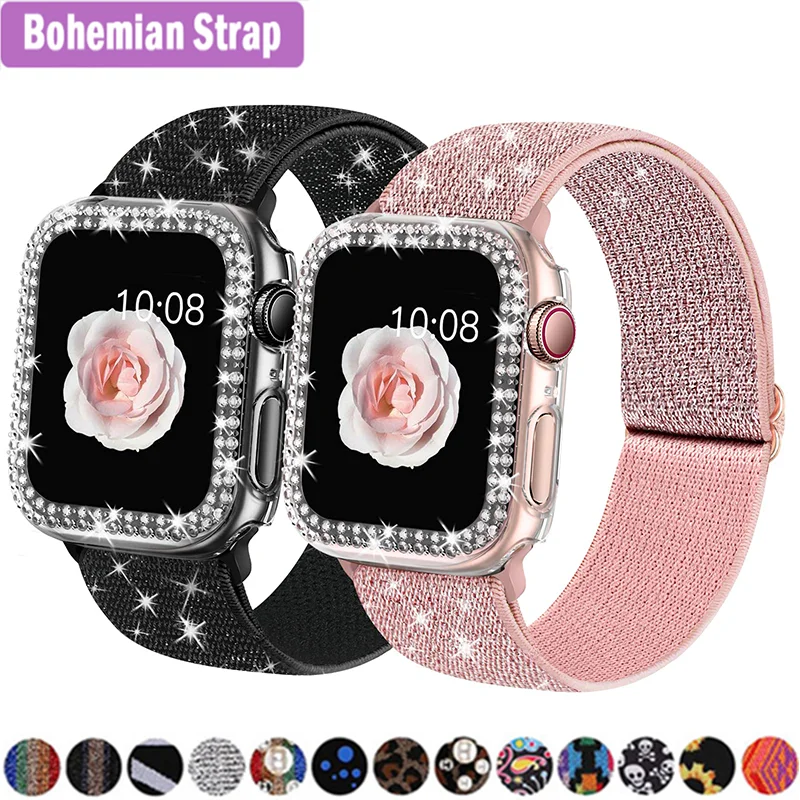 Scrunchie Strap for Apple watch band 40mm 44mm 41mm 45mm 38mm 42mm 49mm Elastic Nylon bracelet iWatch series 7 se 6 5 3 Ultra 8