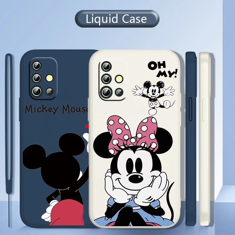 

Mickey Minnie fashion For Samsung Galaxy A73 A53 A33 A52 A32 A22 A71 A51 A21S A03S 4G 5G Liquid Rope Soft Phone Case Coque Capa