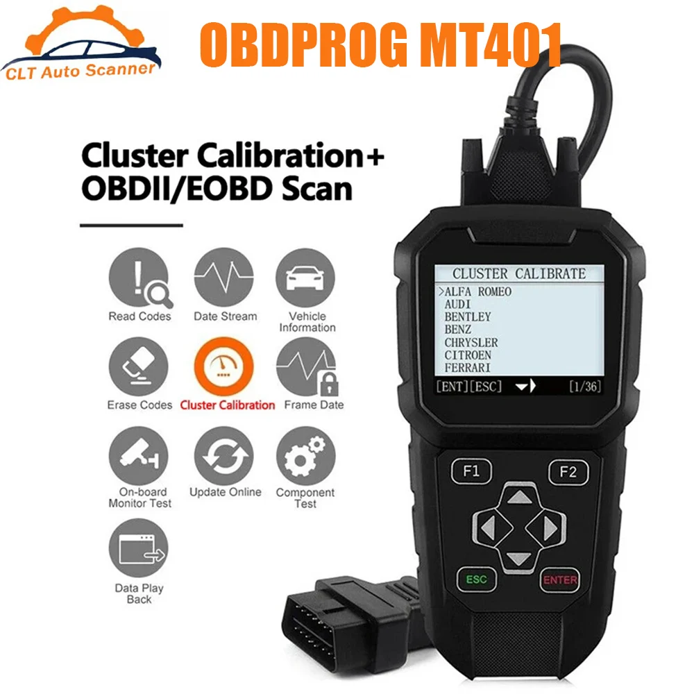

OBDPROG MT401 Cluster Calibration OBD2 Tool Professional Scanner OBD 2 Instrument Correction Adjustment Use No Need Internet
