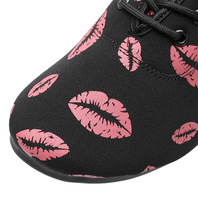 Dance Shoes for Men Women Girls Ballroom Red Lips Indoor Oxford Leather Sole Modern Tango Jazz Practise Salsa Shoes Lip Print