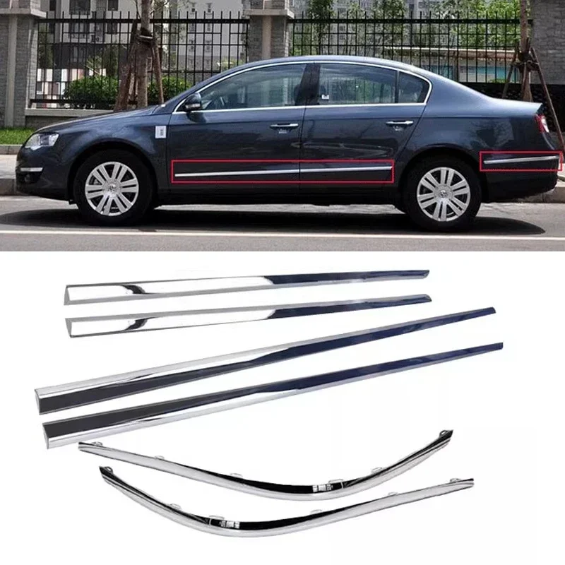 Молдинги боковой двери автомобиля, яркие полосы, накладка на задний бампер, хромированная полоса для VW Volkswagen Passat B6 2006, 2007, 2008, 2009, 2010, 2011