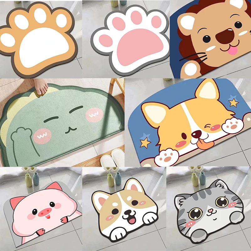 

Впитывающие коврики Kawaii коврики для ванной плюшевые корейские толстые Мультяшные Коврики супер скользящие коврики для ванной с изображением кота и передней двери