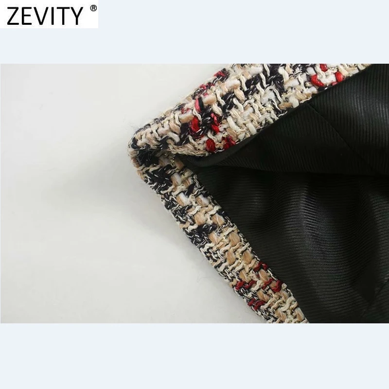 Zevity Новинка 2020 женское винтажное шерстяное пальто в клетку с принтом женская