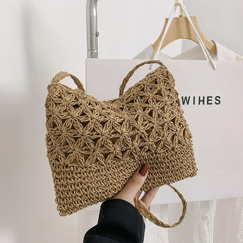 Summer Women Straw Shoulder Bag Hand-Woven Beach Crossbody Small Bag Purses