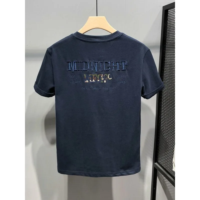 Летняя новая футболка с коротким рукавом мужская повседневная Вышивкой Букв