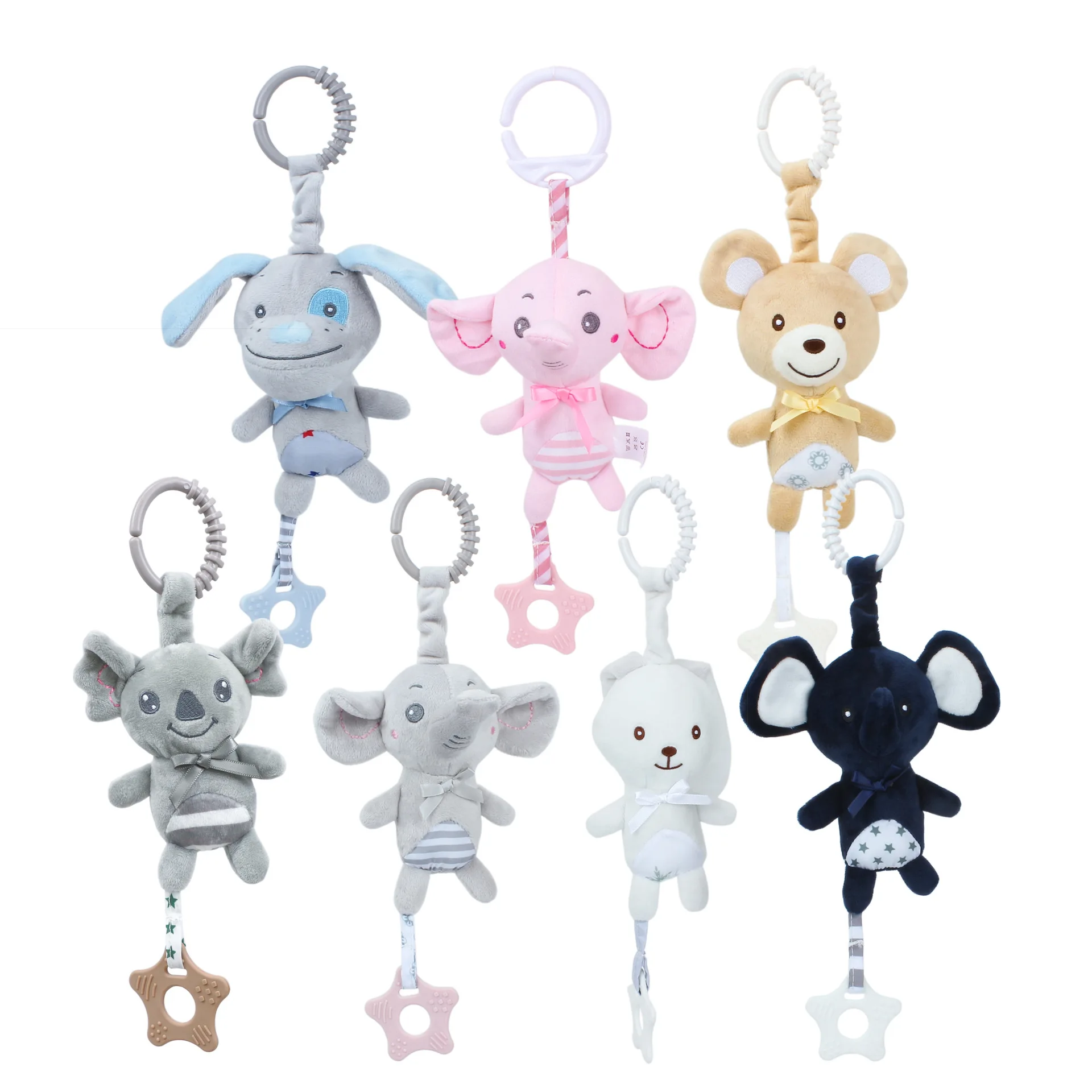 

Soft Newborn Crib Trolley Mobile Hanging Rattle Toy Rabbit Elephant Cat Koala Toy 0-12 Years Old Baby Plush Educational Pendant