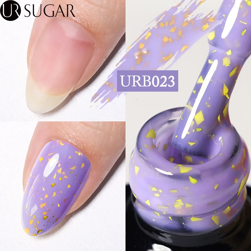 

UR SUGAR Shining Purple Blue Nude Glitter Rubber Base Gel Polish Self-leveling Gel Soak Off UV LED Varnish Manicure