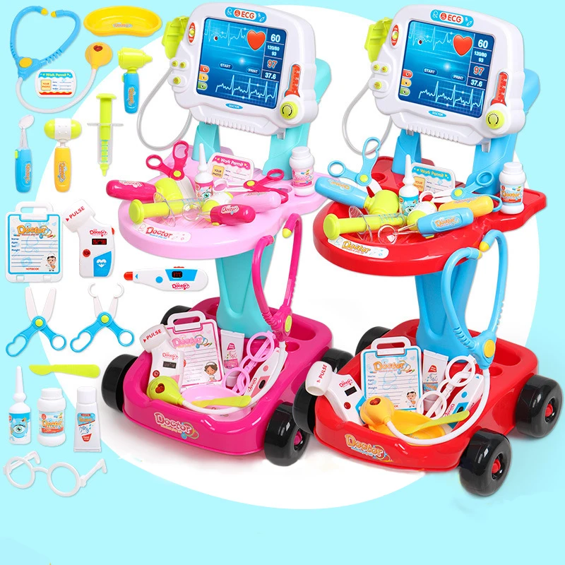 

Children'S Toy Set Medical Trolley Pretend Game Kit Game Electro-Acupuncture Stethoscope Children'S Toys For Boys And Girls