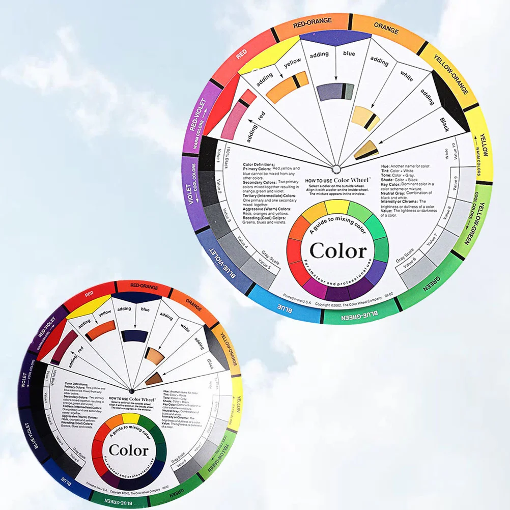 

2 Essential Color Wheel Mixing Learning Guide Class Teaching Tool Color Wheel Companion for Makeup Blending Board Chart Color