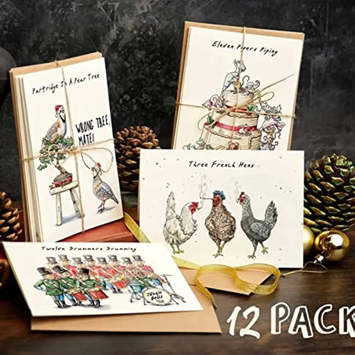 

Twelve Days of Christmas Card Set 12 Pack Quirky Funny Christmas Cards Christmas Countdown Gift Card Set Custom Greeting Card