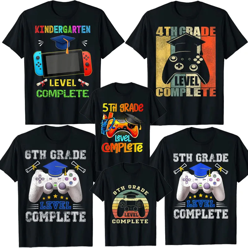 

Kindergarten 4th 5th 6th 8th Grade Level Complete Graduation Class 2022 Gamer T-Shirt Teachear Students Gifts Schoolwear Clothes