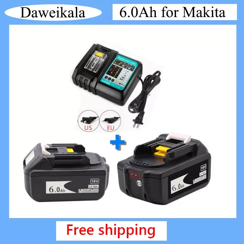

Original Rechargeable Battery 18V 6000mAh Lithium ion for Makita BL1860 18v Battery BL1840 BL1850 BL1830 BL1860B+ 4A Charger O