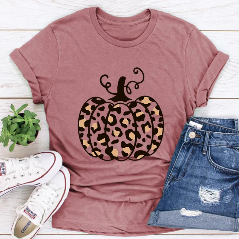 

Leopard Pumpkin Shirt Cheetah Pumpkin Tshirt Thanksgiving Tops Thankful Clothes Harajuku Fall Shirts Hello Pumpkin Tops