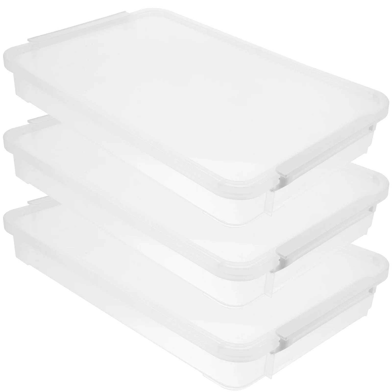 

3 Pcs Plastic Storage Case File Box Clear Bins Lids Scrapbook Bag Containers Organizing Office