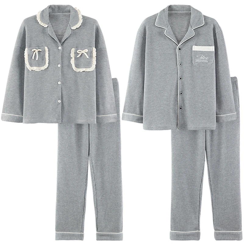 QUHENG Newest Cotton Pajamas Women Sets for Autumn Winter Thick Warm Long Sleeve Trousers Sleepwear 2022 Men Set Home Clothing