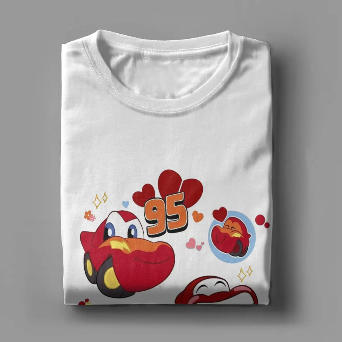 Мужские футболки Chibi Lightning Mcqueen с машинками мультяшная хлопковая одежда
