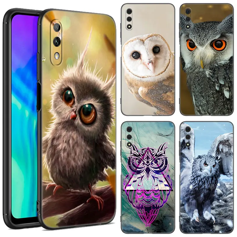 

Animal Owl Phone Case For Honor 8A 9X Pro 10X Lite 8C 8S 8X 9A 9C X6 X7 X8 X9 A X30 X40 X50 i Black Silicone Cover