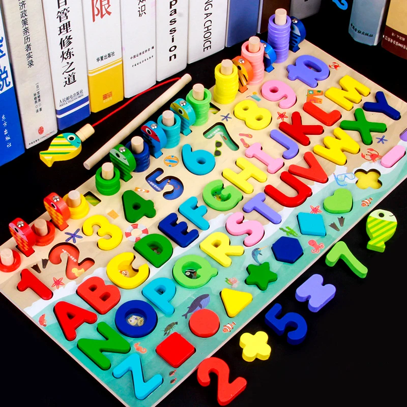 

Montessori Educational Wooden Toys Children's Magnetic Fishing Counting Math Toys Montessori Preschool Educational Busy Board