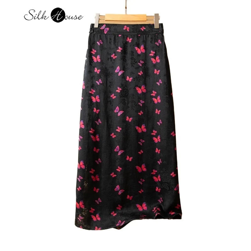 2024 осенняя женская модная новая юбка из 100% натурального шелка шелковицы