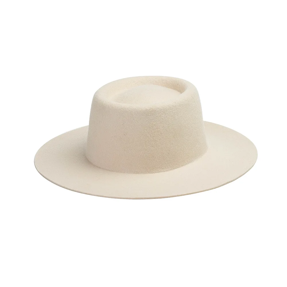 

X372 New Style Wool Fedora Hat Woolen Jazz Cap Wide Brim Jazz Top Felt Hat Woolen Outdoor Tourism Concave Shape Woolen Hat