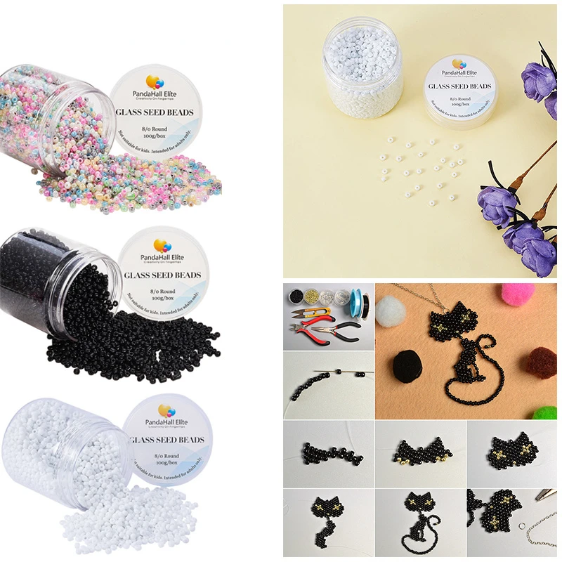 

2000 шт., стеклянные бусины для бижутерии, 3 мм