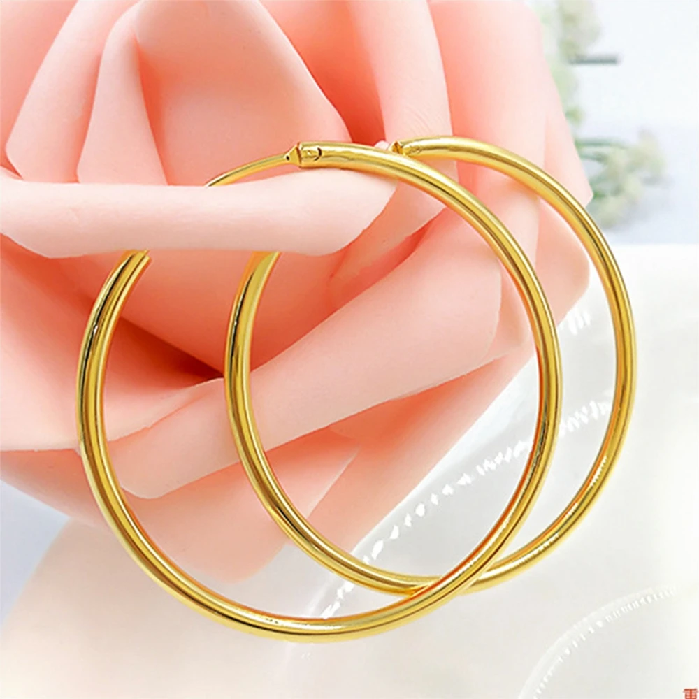 

Hoop Earrings For Women Gold Color Smooth Round Circle Ear Cuff 20/30/40mm Brincos Femme Trendy Jewelry Accessories Gifts Bijoux